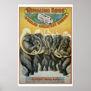 Circus Elephants Brass Band Poster
