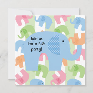 Circus Elephants Customized  Birthday Invitations
