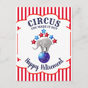Circus Elephants Funny Retirement Postcard
