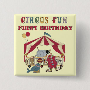 Circus First Birthday Tshirts and Gifts 2 Inch Square Button