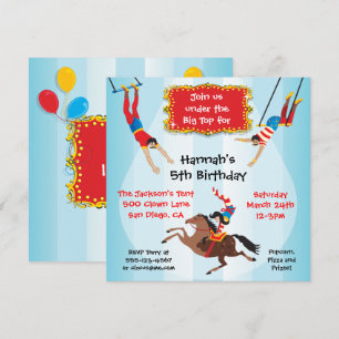 Circus Flying Trapeze Birthday Party Invitation