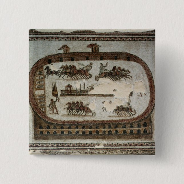 Circus Games, from Carthage, Roman 2 Inch Square Button (Front)