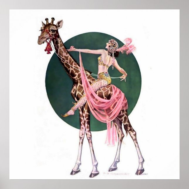 “Circus Giraffe Rider” by FX Leyendecker Poster (Front)