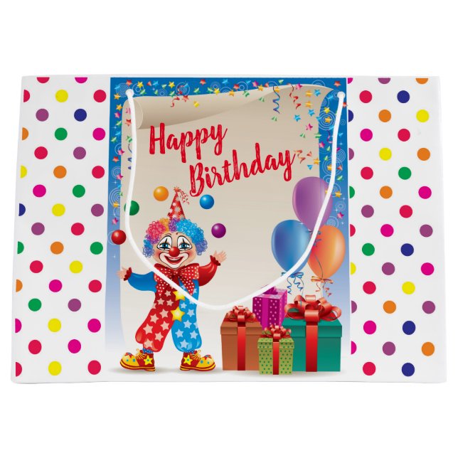 Circus Happy Birthday Large Gift Bag (Front)