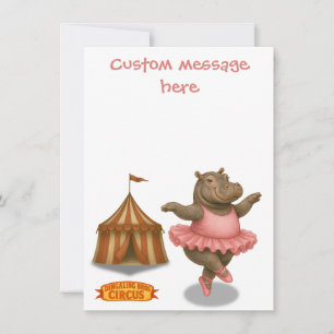Circus hippo. Add your own message. Thank You Card