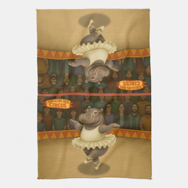 Circus hippo kitchen towel (Vertical)