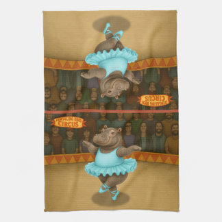 Circus hippo kitchen towel
