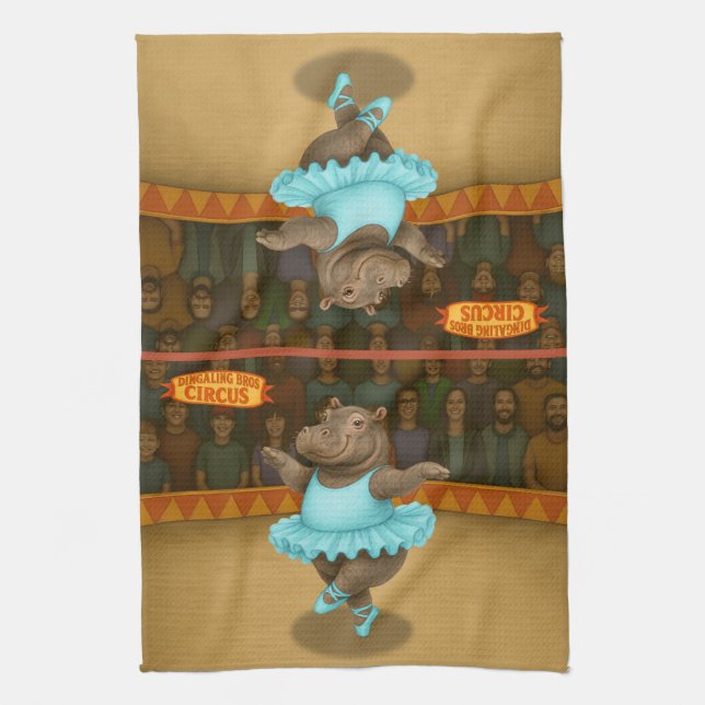 Circus hippo kitchen towel (Vertical)