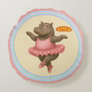 Circus hippo round pillow