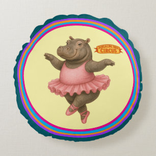 Circus hippo round pillow