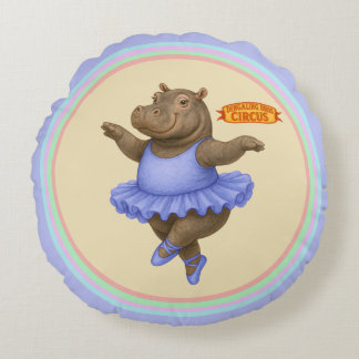 Circus hippo round pillow