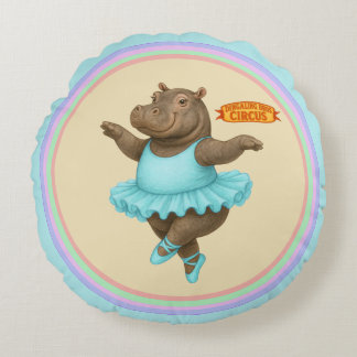 Circus hippo round pillow