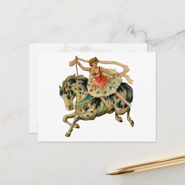 Circus Horse and Dancer Postcard (Front/Back In Situ)