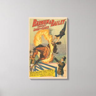 Circus Horse Leaping Through A Flaming Hoop Canvas Print
