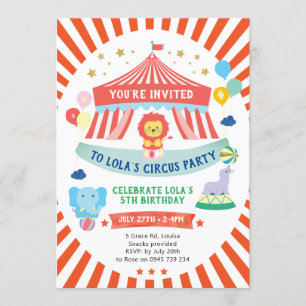 Circus Invitation, Carnival party Invitation
