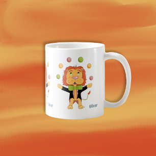 Circus Juggler Lion Kid Mug with Name
