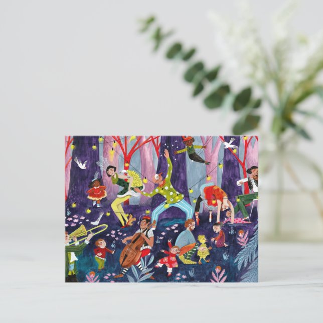 Circus kids & performing artist in the forest postcard (Standing Front)