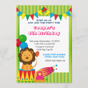 Circus Lion Birthday invite