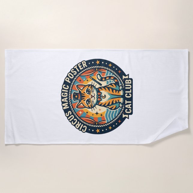 Circus Magic Poster Cat Cute Kitty Design - Circus Beach Towel (Front)