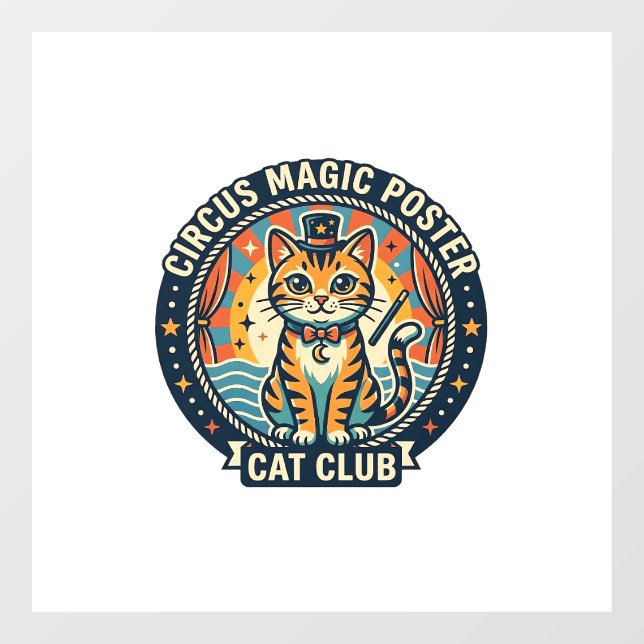 Circus Magic Poster Cat Cute Kitty Design - Circus Window Cling (Sheet)