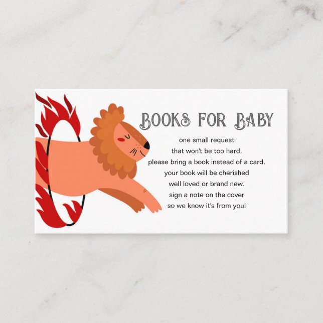 Circus or Carnival Themed Baby Shower Book Request Enclosure Card (Front)