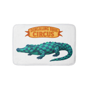 Circus painted crocodile Glossy Poster Bath Mat