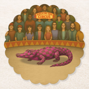 Circus painted crocodile paper coaster