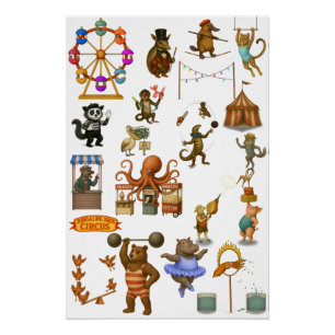 Circus painted crocodile poster