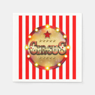 Circus Party Event Red White Gold Striped Chic Napkin