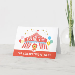 Circus party Thank you, Carnival Thank You Card