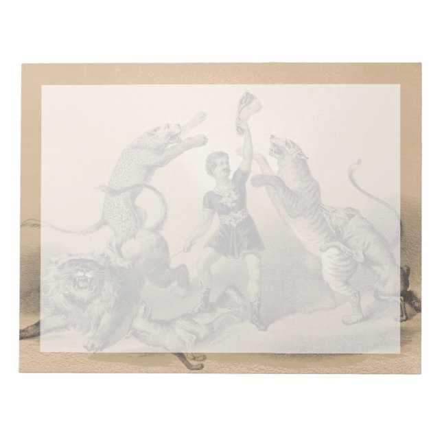 Circus Performer Standing Among Vicious Animals Notepad (Front)