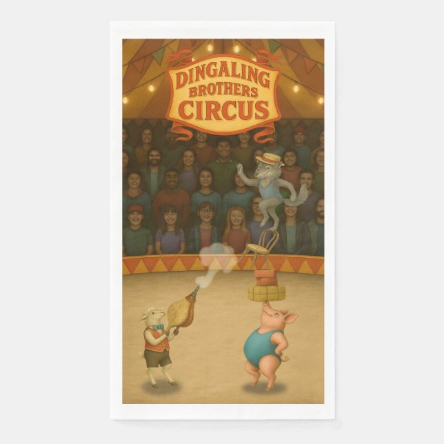 Circus pig, wolf & sheep act napkin (Front)