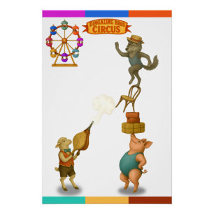 Circus pig, wolf & sheep act poster