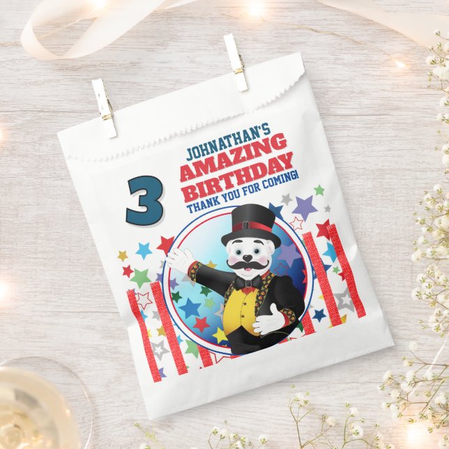 Circus Polar Bear Ringmaster  Favour Bag (Clipped)