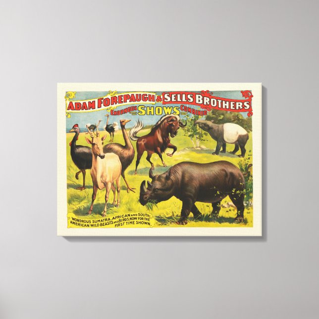 Circus Poster For Adam Forepaugh & Sells Brothers Canvas Print (Front)