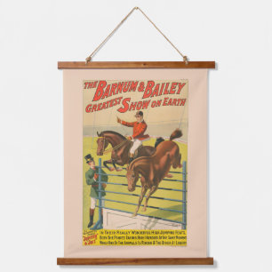 Circus Poster Of 2 Ponies Jumping Over An Obstacle Hanging Tapestry