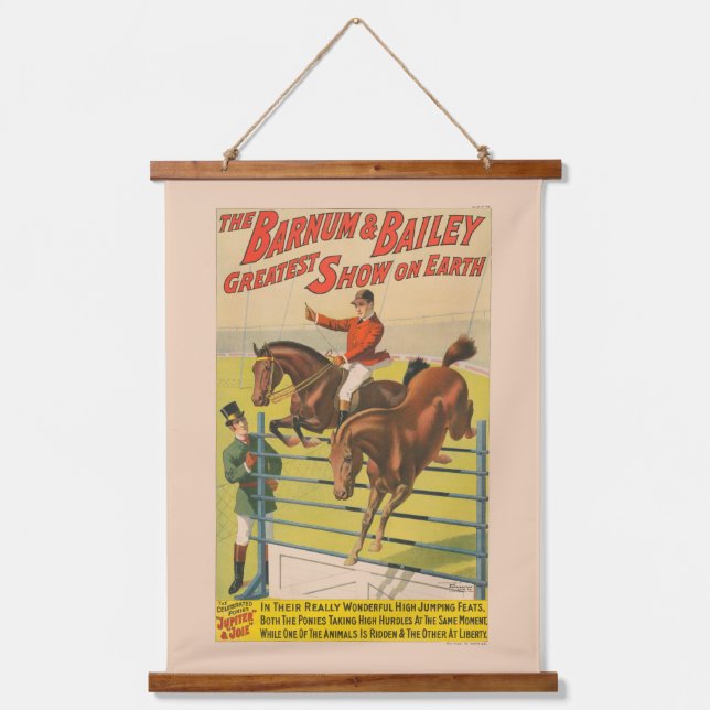 Circus Poster Of 2 Ponies Jumping Over An Obstacle Hanging Tapestry (Front)