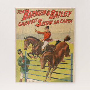 Circus Poster Of 2 Ponies Jumping Over An Obstacle Jigsaw Puzzle