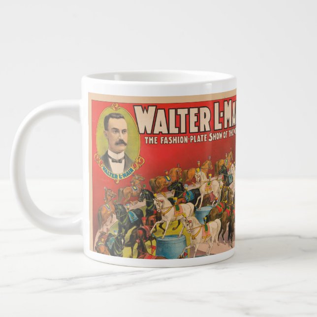 Circus Poster Of 63 Performing Horses In One Ring Large Coffee Mug (Left)