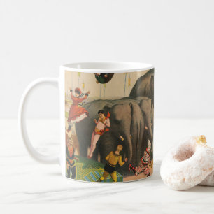 Circus Poster Of Acrobats Jumping Over Elephants Coffee Mug
