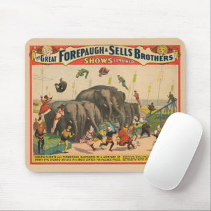 Circus Poster Of Acrobats Jumping Over Elephants Mouse Pad