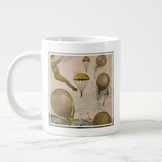 Circus Poster Of An Aerial Balloon Performance Large Coffee Mug (Left)