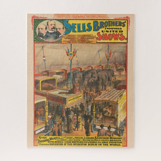 Circus Poster Of Animals On Exhibit In A Tent Jigsaw Puzzle (Vertical)