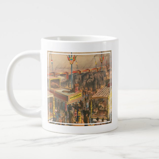Circus Poster Of Animals On Exhibit In A Tent Large Coffee Mug (Left)