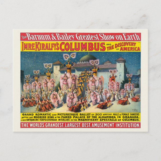 Circus Poster Of Dancers Before The Moorish King Postcard (Front)