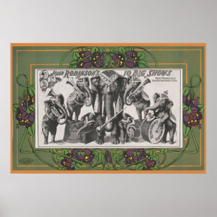 Circus Poster Of Elephants Playing Instruments