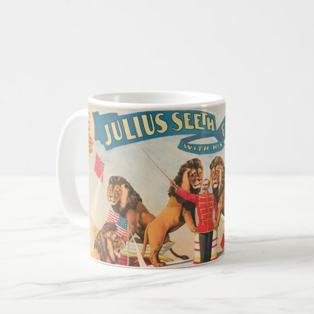 Circus Poster Of Julius Seeth With His Lions Coffee Mug (Front Left)