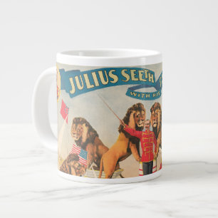 Circus Poster Of Julius Seeth With His Lions Large Coffee Mug