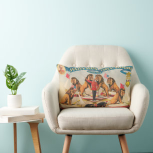 Circus Poster Of Julius Seeth With His Lions Lumbar Pillow