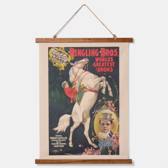 Circus Poster Of Madam Ada Castello On A Horse Hanging Tapestry (Front)